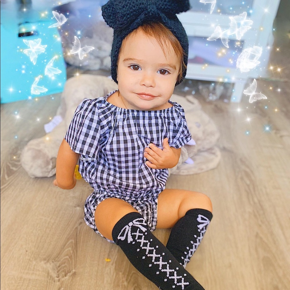 Black checkered infant two piece set